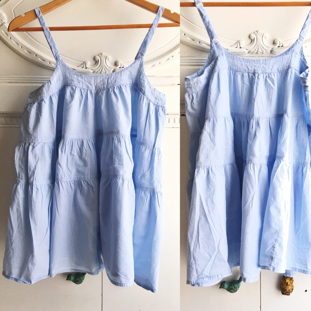 Cute Light Airy Powder Blue Cotton Circle Top